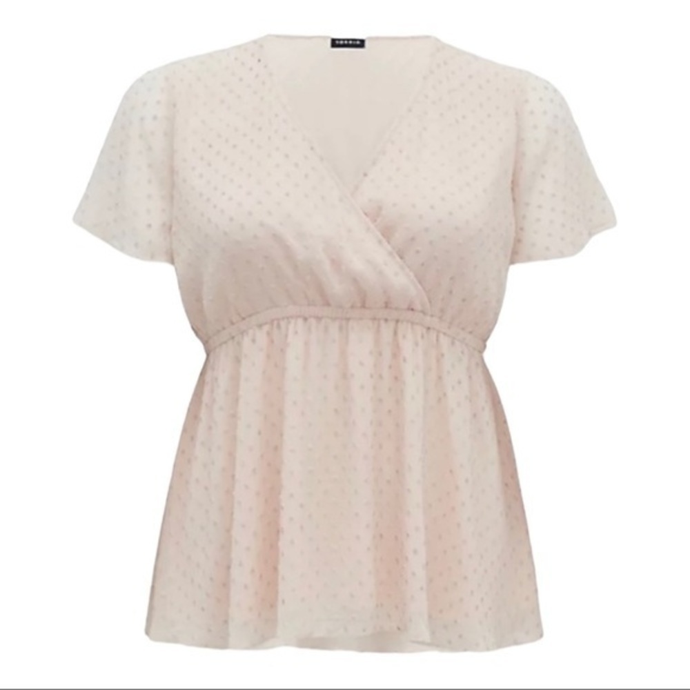 TORRID LILY - IVORY SWISS DOT SURPLICE BABYDOLL BLOUSE